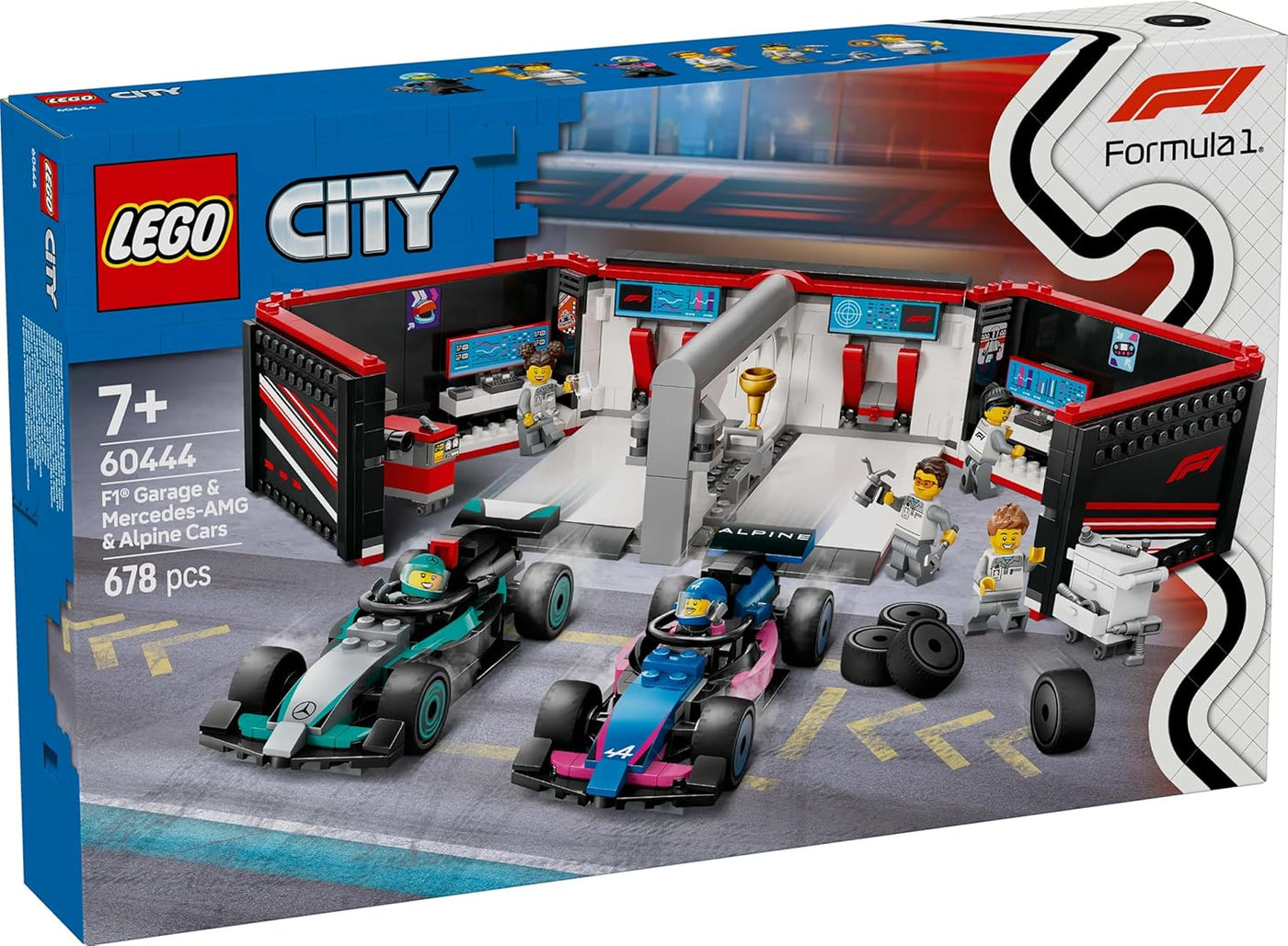 LEGO City F1 Garage met Mercedes-AMG en Alpine Auto's Set