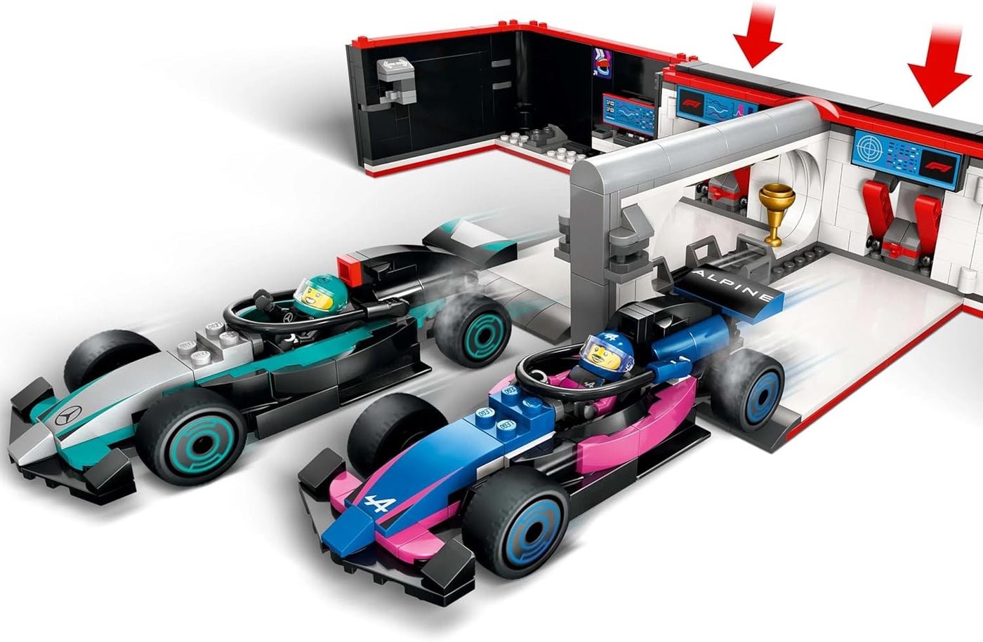 LEGO City F1 Garage met Mercedes-AMG en Alpine Auto's Set